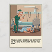 Sinister Nurse Hunts Patient Under Bed Get Well ポストカード (正面)