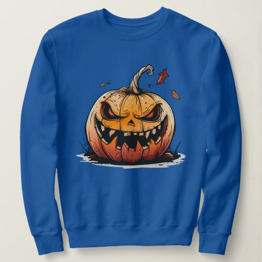 Sinister Pumpkin Halloween T-Shirt – Creepy Jack-O スウェットシャツ (デザイン正面)