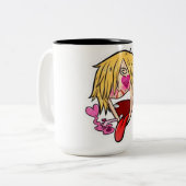 💞 Sinji Love Mug – Anime-Inspired Emotional Coffe ツートーンマグカップ (正面左)
