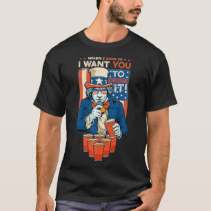 Sink It おもしろい Beer Pong Drink It Uncle Sam 4th of Tシャツ