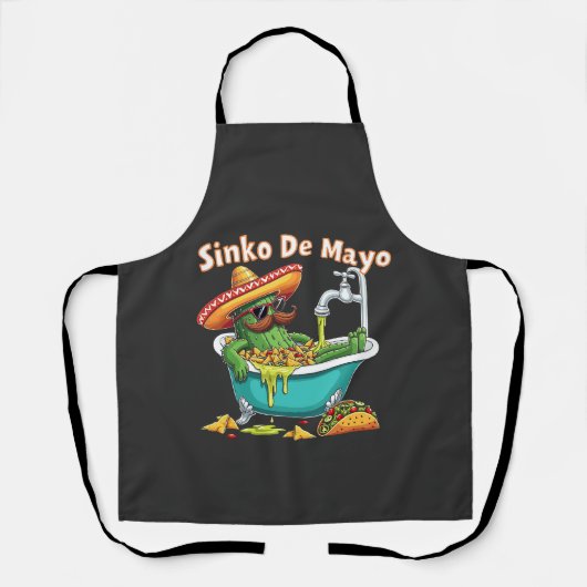 Sinko de Mayo「おもしろいCinco de Mayo Cactus」 エプロン (正面)