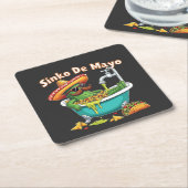 Sinko de Mayo「おもしろいCinco de Mayo Cactus」 スクエアペーパーコースター (アングル)