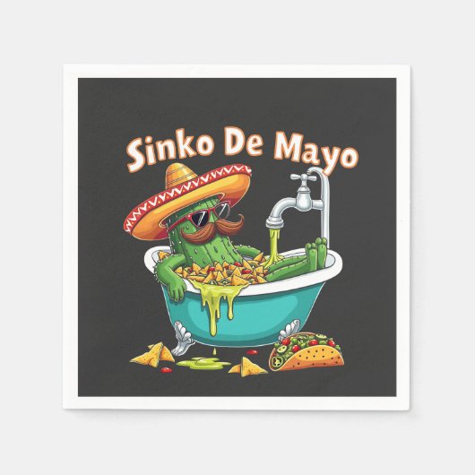 Sinko de Mayo「おもしろいCinco de Mayo Cactus」 スタンダードカクテルナプキン (正面)