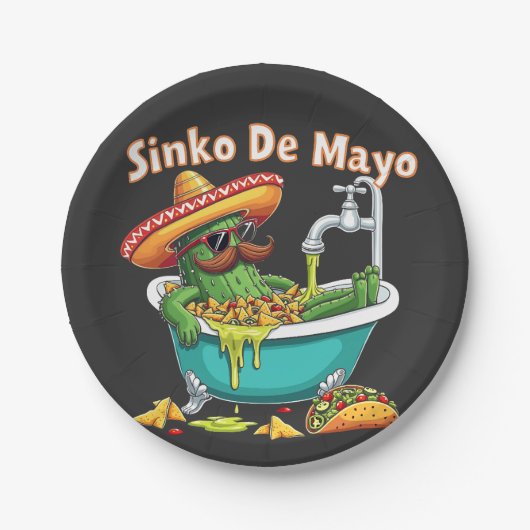 Sinko de Mayo「おもしろいCinco de Mayo Cactus」 ペーパープレート (正面)