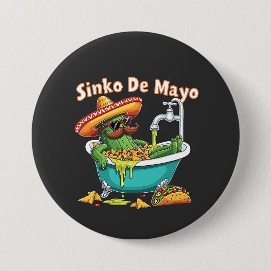 Sinko de Mayo「おもしろいCinco de Mayo Cactus」 缶バッジ (正面)