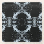 Sins and Virtues Abstract Black White Fluid Art ガラスコースター (正面)