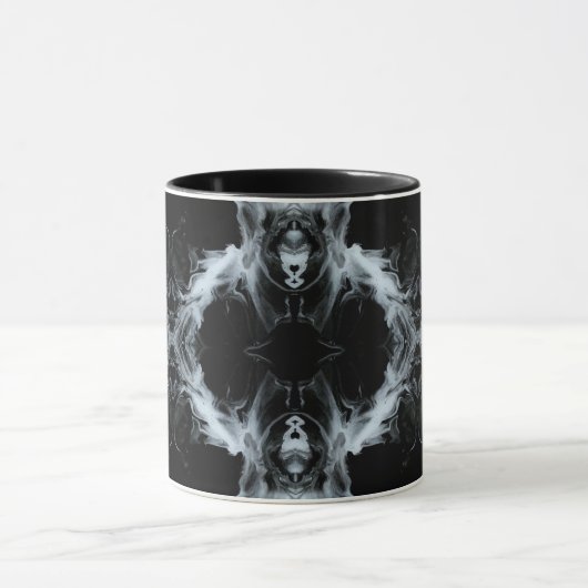 Sins and Virtues Abstract Black White Fluid Art マグカップ (中央)