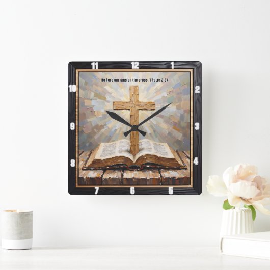 Sins Borne: Cross and Word スクエア壁時計 (ホーム)
