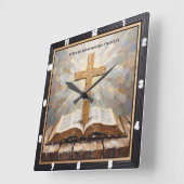 Sins Borne: Cross and Word スクエア壁時計 (傾斜)