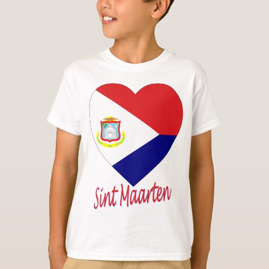Sint Maartenの旗のハート Tシャツ (正面)
