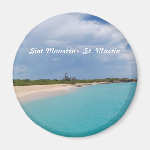 Sint Maarten -セントマーチンのビーチ場面 マグネット