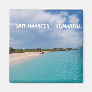 Sint Maarten -セントマーチンのビーチ場面 マグネット