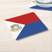 Sint Maarten Flag スクエアペーパーコースター (アングル)