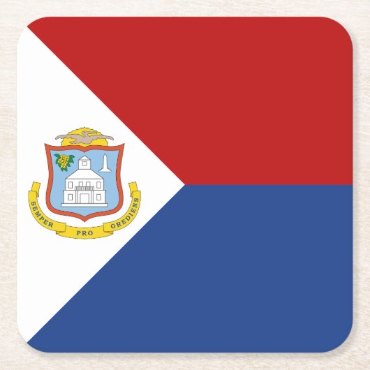 Sint Maarten Flag スクエアペーパーコースター (正面)