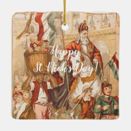 SinterklaasのオランダSt.ニックのヴィンテージセントニコラス セラミックオーナメント (裏面)