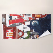 Sinterklaas and Piet on the roofs of Amsterdam Pos バスタオル (バスタオル)