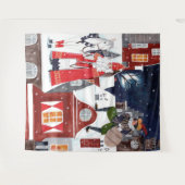 Sinterklaas Night Village Dutch Holiday Wall タペストリー (正面(横))