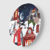 Sinterklaas Night Village Dutch Holiday Wall Clock ラージ壁時計 (傾斜)