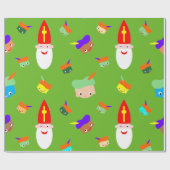 Sinterklaas pakpapier met gekleurde pietjes ラッピングペーパー (フラット)