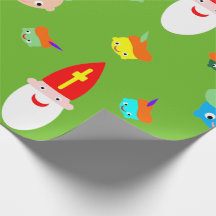 Sinterklaas pakpapier met gekleurde pietjes