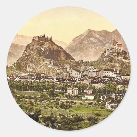 Sion、General view、Valais、スイスクラシックPh ラウンドシール (正面)