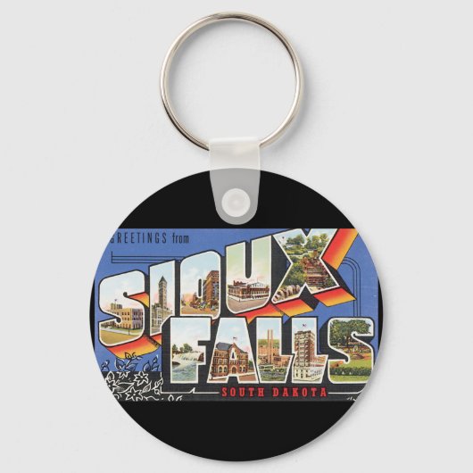Siouxからの挨拶滝_ヴィンテージ旅行ポスター キーホルダー (正面)