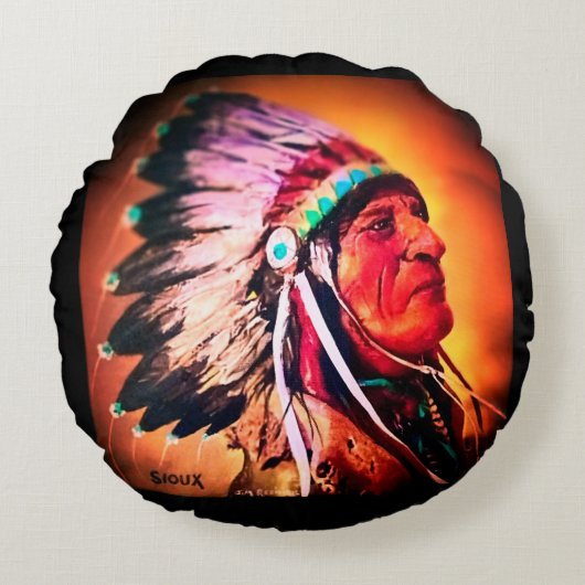 Sioux Chief Round Pillow ラウンドクッション (正面)