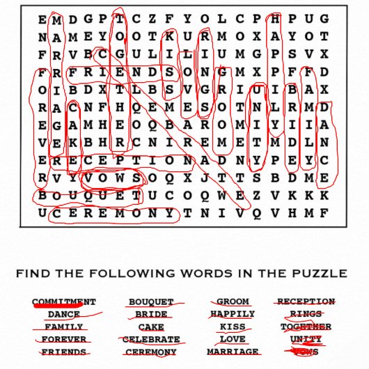 SIPおよび検索カスタム用Wordの検索結婚パズル ポスター