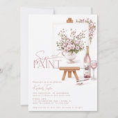 Sipおよび絵を描ブライダルシャワー 招待状 (正面)