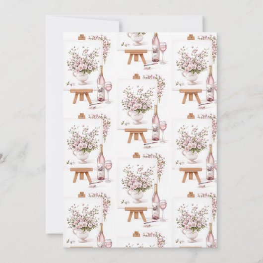 Sipおよび絵を描ブライダルシャワー 招待状 (裏面)