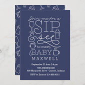 SipおよびSeeベビーシャワー招待状 招待状 (正面/裏面)