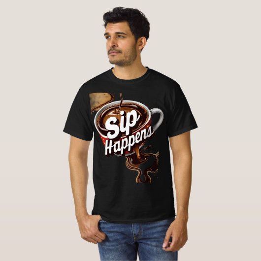 Sipが発生：レトロダイナーコーヒーグラフィック Tシャツ (正面フル)