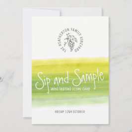 Sipとサンプルの白ワイン試飲スコアカード 招待状