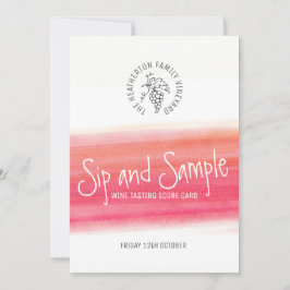 Sipとサンプル赤ワイン試飲スコアカード 招待状