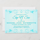 sipとシーブルーモダンフローリッシュストライプ招待状 招待状 (正面)