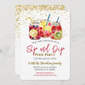 Sipとディップフルーツカクテルプールパーティー 招待状 (正面/裏面)