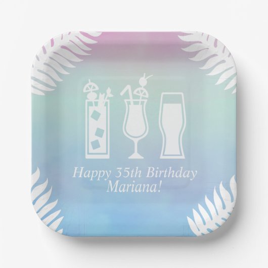 Sipとディッププールパーティー誕生日パーティー ペーパープレート (正面)