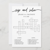 SipとパーソナライズされたSolveブライダルシャワーCrossword 招待状 (正面)