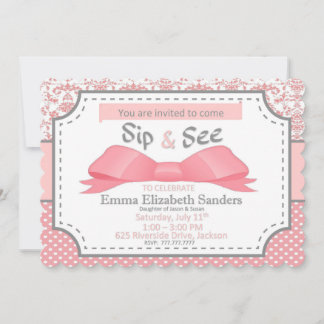 Sipと参照して女の子のベビーとBow PinkとGray