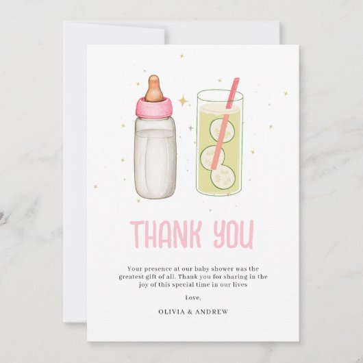 Sipと参照して、ようこそベビーガール、新生児パーティー サンキューカード (正面)