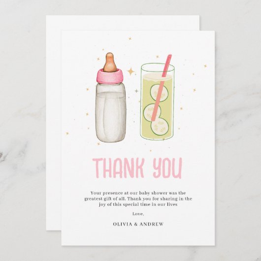 Sipと参照して、ようこそベビーガール、新生児パーティー サンキューカード (正面/裏面)
