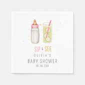 Sipと参照して、ようこそベビーガール、新生児パーティー スタンダードカクテルナプキン (正面)