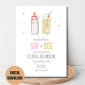 Sipと参照して、ようこそベビーガール、新生児パーティー 招待状