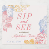Sipと参照ベイビーシャワーデコールモダンフローラ スパークリングワインラベル (シングルラベル)