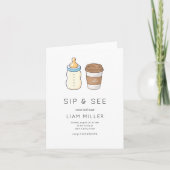 Sipと参照ベビーシャワーミニマルなベビーシャワー 招待状 (正面)