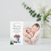 sipと参照ベビーシャワー招待状イチゴ シーズンポストカード (スタンド正面)