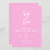 Sipと参照ベビーシャワー、女の子のベビーシャワー 招待状 (正面/裏面)