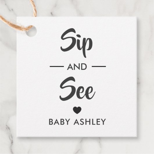 sipと参照ラベル、新生児ギフトラベル、ベビーシャワー フェイバータグ (正面)