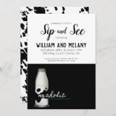 Sipと参照: "ミルカホリック"コードベビーシャワー 招待状 (正面/裏面)