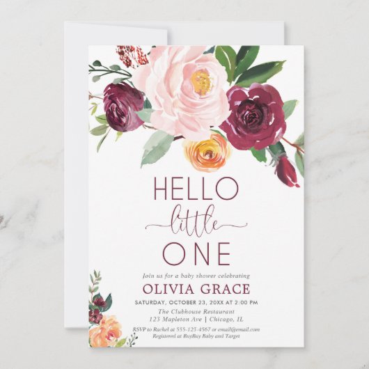 sipと参照hello小さな1人の秋ベビーシャワー 招待状 (正面)